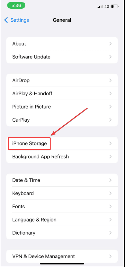 4. قم بالتمرير لأسفل وحدد موقع