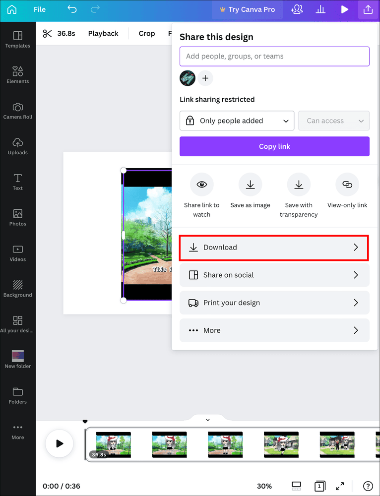 كيفية إزالة الصوت من الفيديو في Canva 51 idownload كيفية إزالة الصوت من الفيديو في Canva