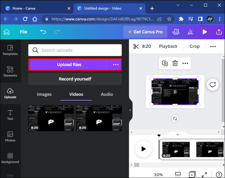 كيفية إزالة الصوت من الفيديو في Canva 5 upload files1 كيفية إزالة الصوت من الفيديو في Canva