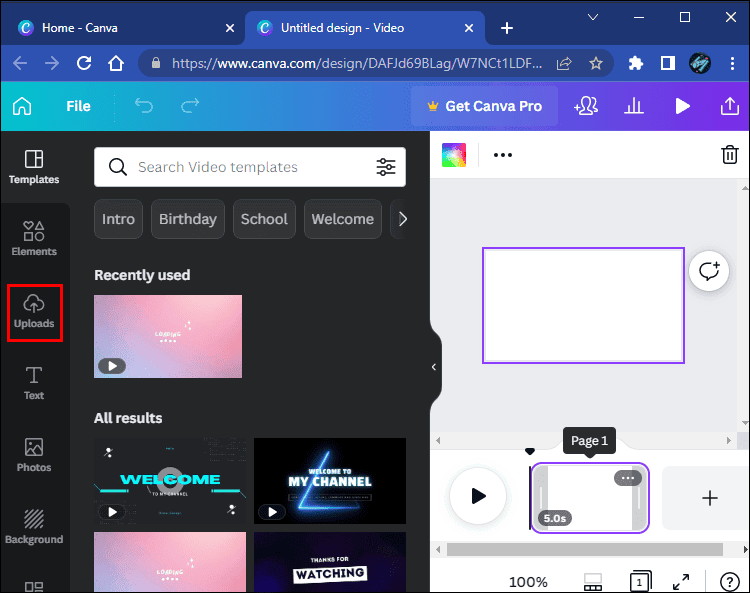 كيفية إزالة الصوت من الفيديو في Canva 3 uploads1 كيفية إزالة الصوت من الفيديو في Canva