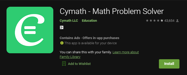 Cymath تطبيقات لحل مسائل الرياضيات