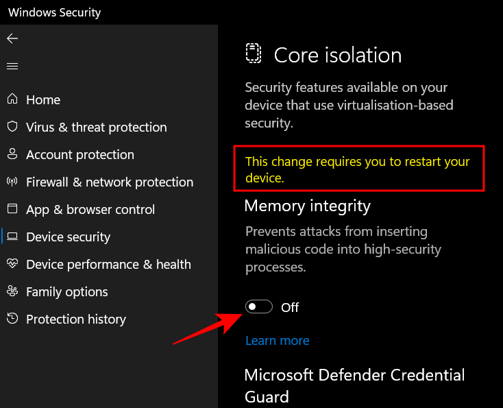 memory integrity win 11 5 مشكلة "Windows 11 Memory Integrity is off" كيفية الإصلاح