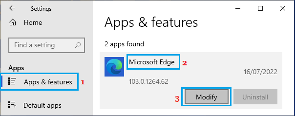 Microsoft Edge Windows 11/10'da Açılmıyor 3 Modify Microsoft Edge