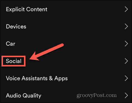 spotify mobile social menu