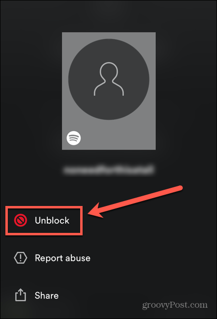 unblock followers on spotify mobile