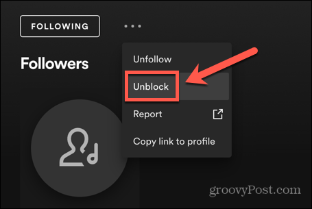 unblock followers on spotify