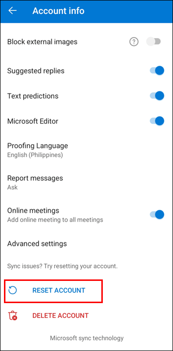 reset 3 كيفية تغيير البريد الالكتروني في Outlook