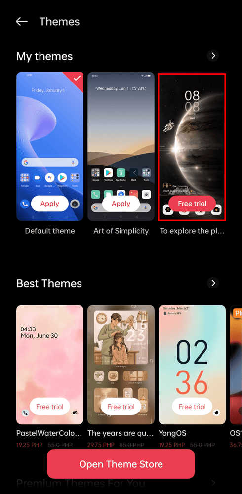 select the theme you want to apply Comment changer les icônes sur un téléphone MIUI
