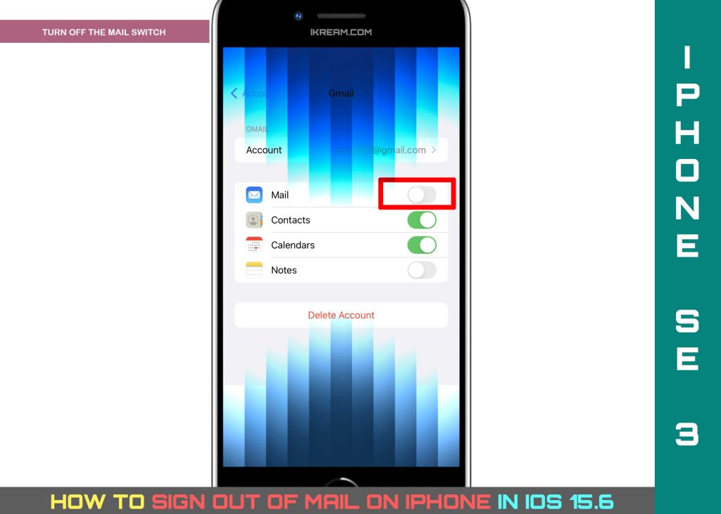 iPhone'da Mail'den Çıkış Yapma 7 sign out of mail on iphone se3 SIGN OUT 1024x731 1 iPhone'da Mail'den Çıkış Yapma