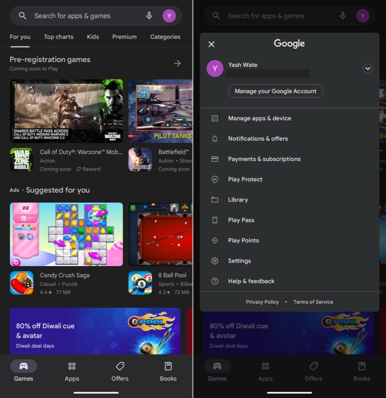 google play store settings 