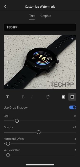 watermark photos on iphone using lightroom