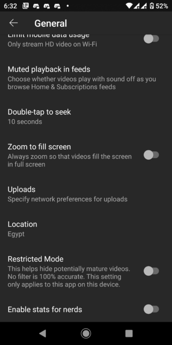 وضع تقييد المحتوى في يوتيوب