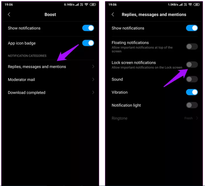 عدم ظهور الإشعارات في جوالات شاومي