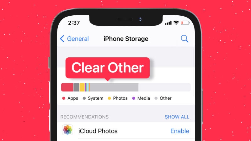 حذف الملفات الاخرى في الآيفون
