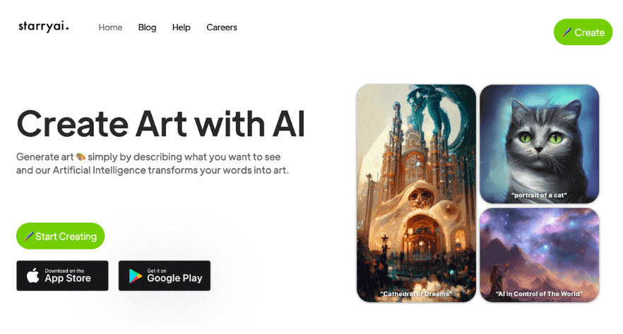 StarryAI أدوات الذكاء الاصطناعي: تحويل الكلمات الى لوحات ورسومات