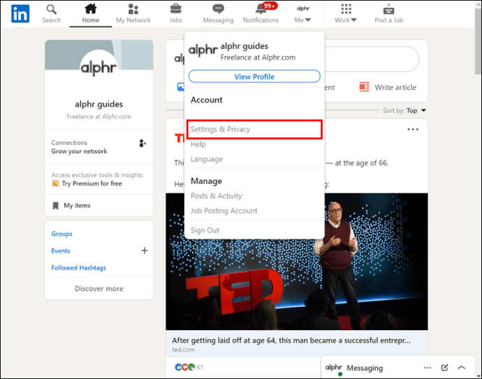 "Ayarlar ve Gizlilik" seçeneğini seçin.