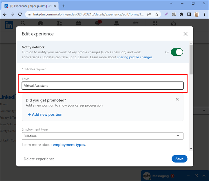 Açılır pencerede, ilk penceredeki unvanınızın adını değiştirin.