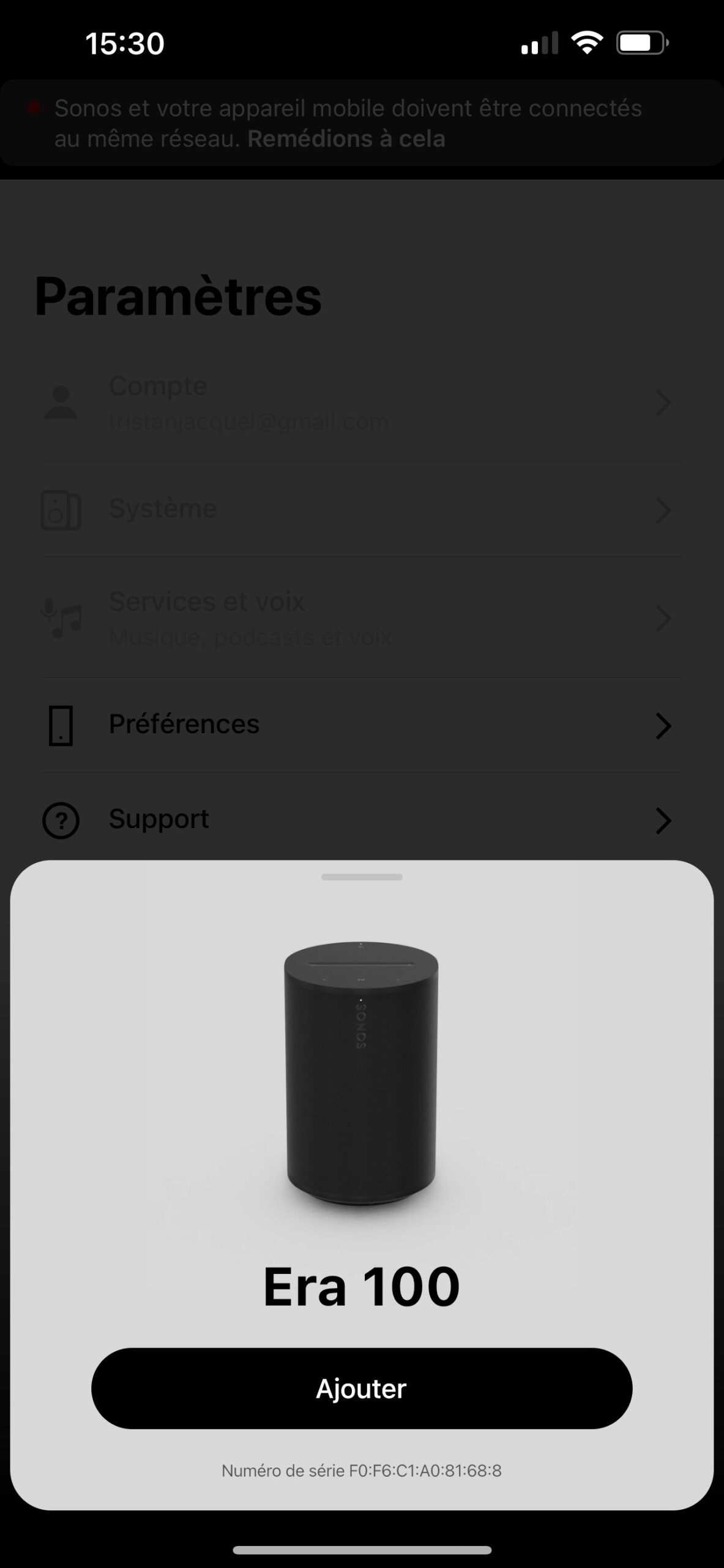 Sonos Era 100 Review: Atmospheric and Powerful Sound 31 Dès sa mise sous tension, l'enceinte est immédiatement détectée.