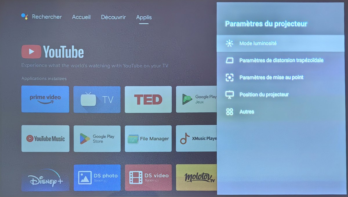 Several brightness modes are available