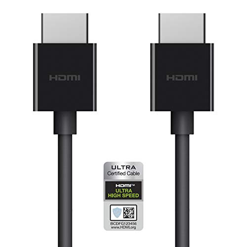 Câble HDMI 2.1 ultra haut débit Belkin de haute qualité, 4K/Dolby Vision HDR, lecture optimale depuis Apple TV, 2 m, noir