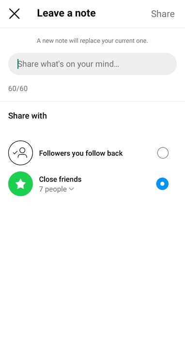 hide people from viewing instagram notes